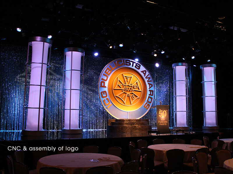 CNC-cut stage logo for the ICG Publicists Awards