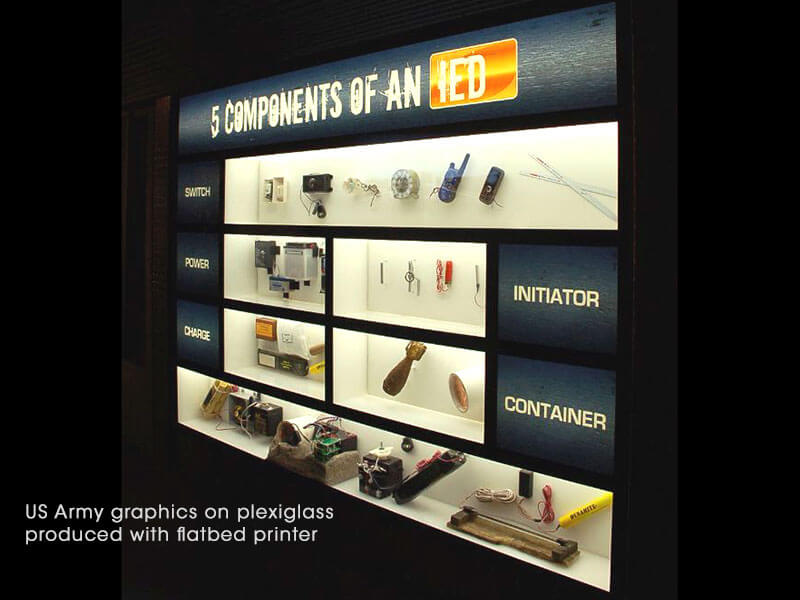 US Army graphics on plexiglass