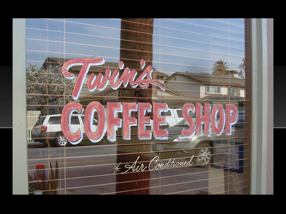 Hand painted coffee shop window