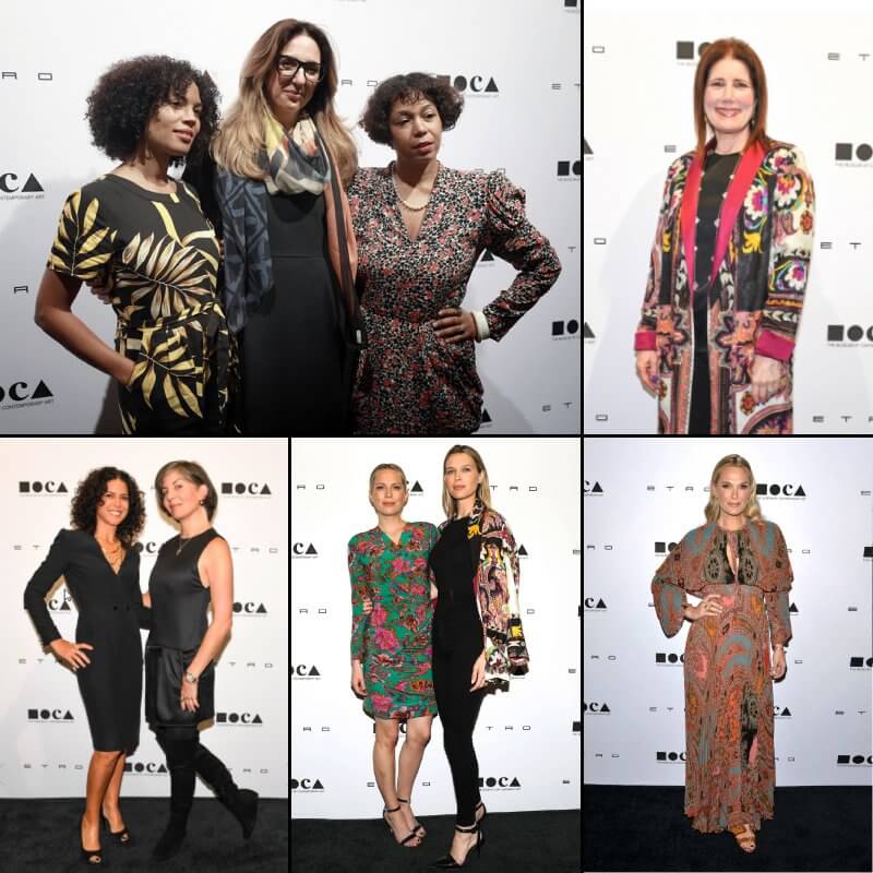 An 8 by 10 foot fabric press wall for MOCA’s “Women in the Arts” luncheon