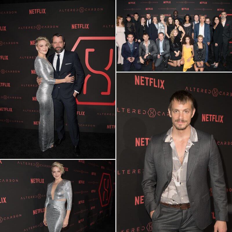 A large media wall with an adhered 3D graphic for Netflix's 'Altered Carbon' premiere