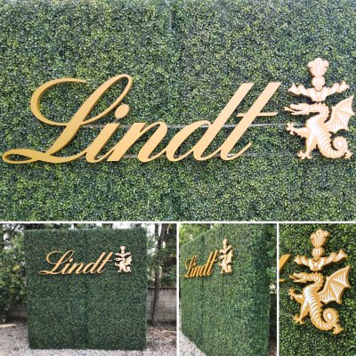 CNC cut 3-D logo attached to our hedge walls for an ESE Life Style event in West Hollywood.