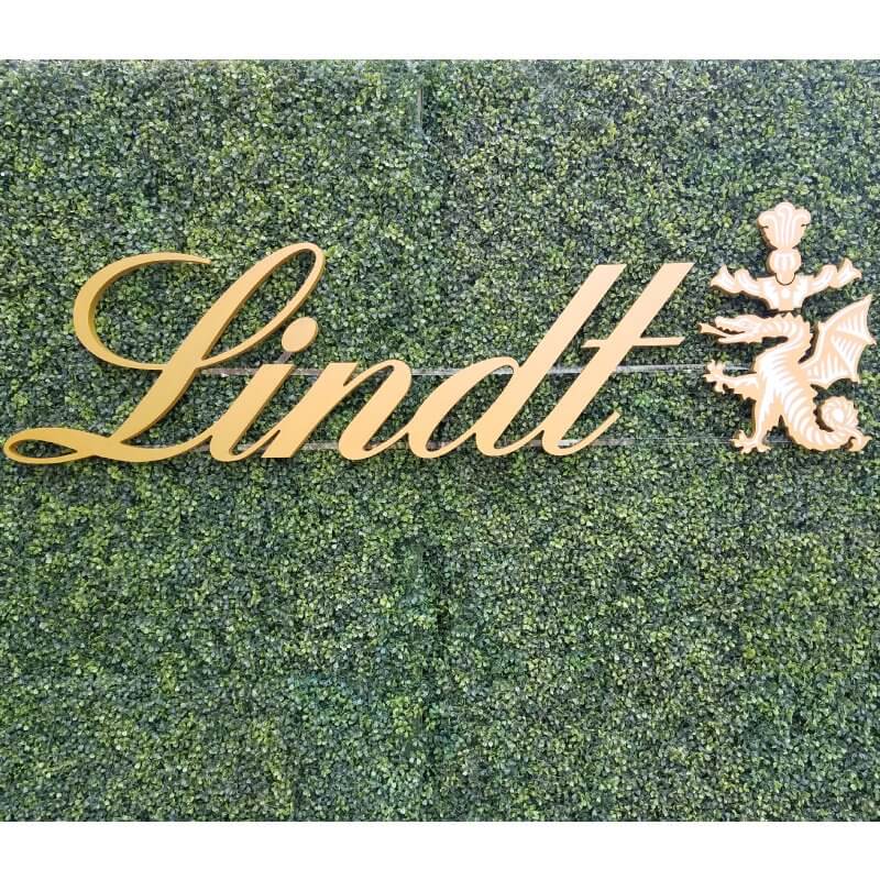 CNC-cut 3D logo attached to our hedge walls for an ESE Life Style event