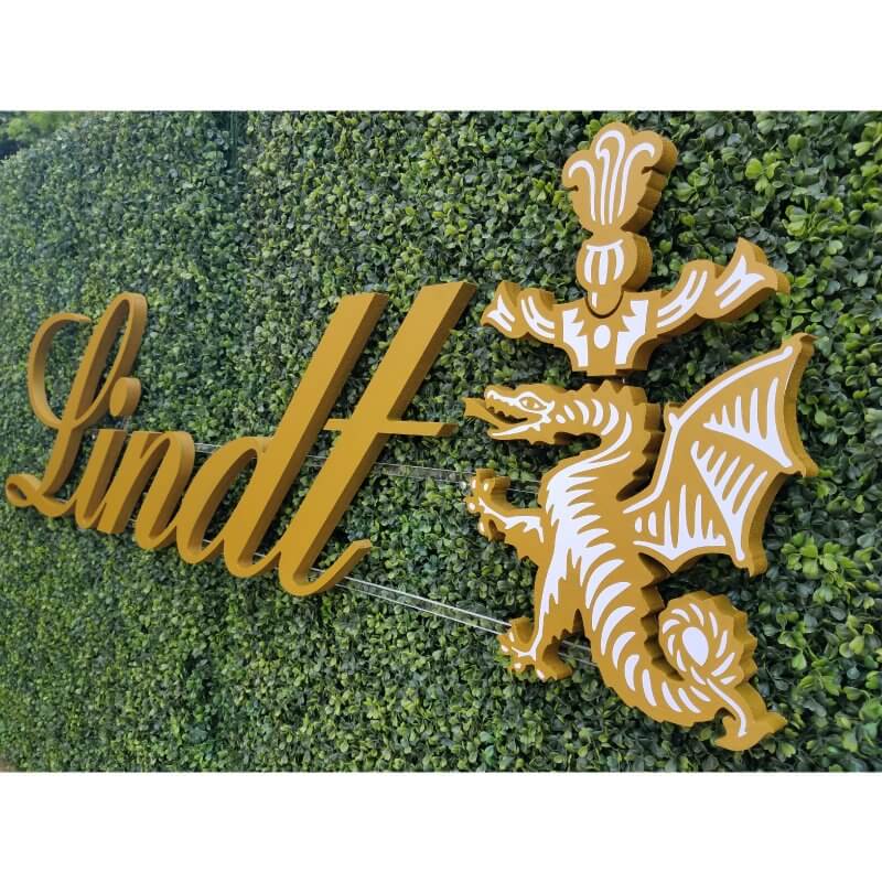 CNC-cut 3D logo attached to our hedge walls for an ESE Life Style event